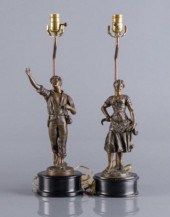 PAIR OF BRONZE SPELTER FIGURAL