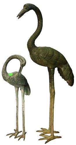 PAIR OF BRONZE STORK BIRD