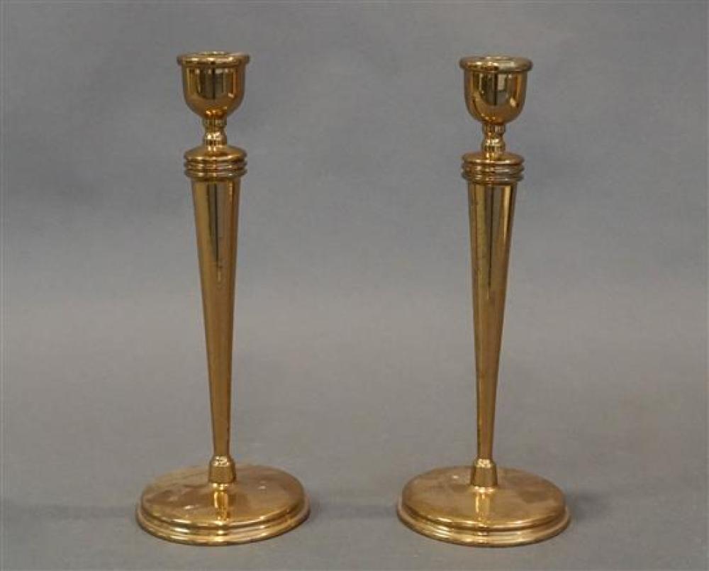 PAIR OF BRONZE TALL CANDLESTICKS,