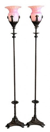 PAIR OF BRONZE TORCHIERE FLOOR