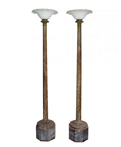 PAIR OF BRONZE TORCHIERES,