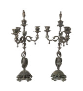 PAIR OF BRONZE TURTLE, CRANE &