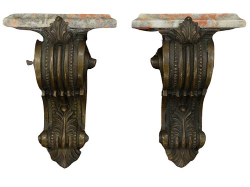 PAIR OF BRONZE WALL MOUNTED BRACKET