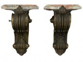 PAIR OF BRONZE WALL MOUNTED BR