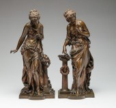 PAIR OF BRONZE WOMEN AFTER MAT
