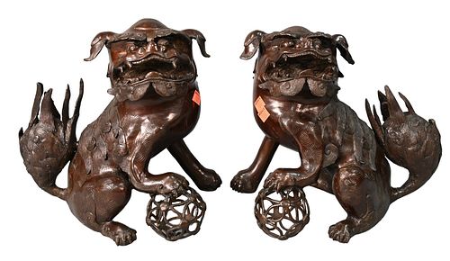 PAIR OF BRONZE YIN SHI AND YANG SHI