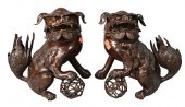 PAIR OF BRONZE YIN SHI AND YAN