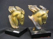 Pair of Bronzed Deco Horsehead