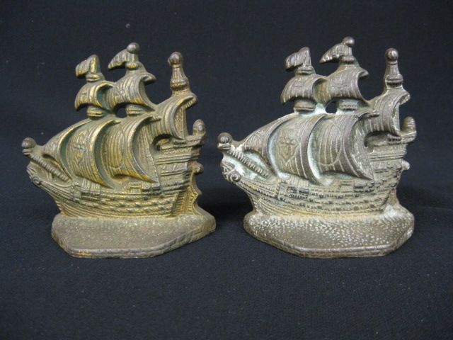 Pair of Bronzed Sailing Ship