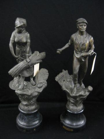 Pair of Bronzed Statues Peasant