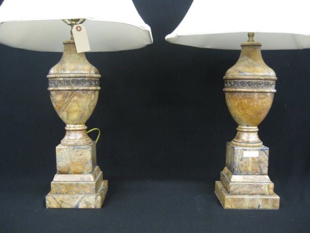 Pair of Brown Carved Alabaster