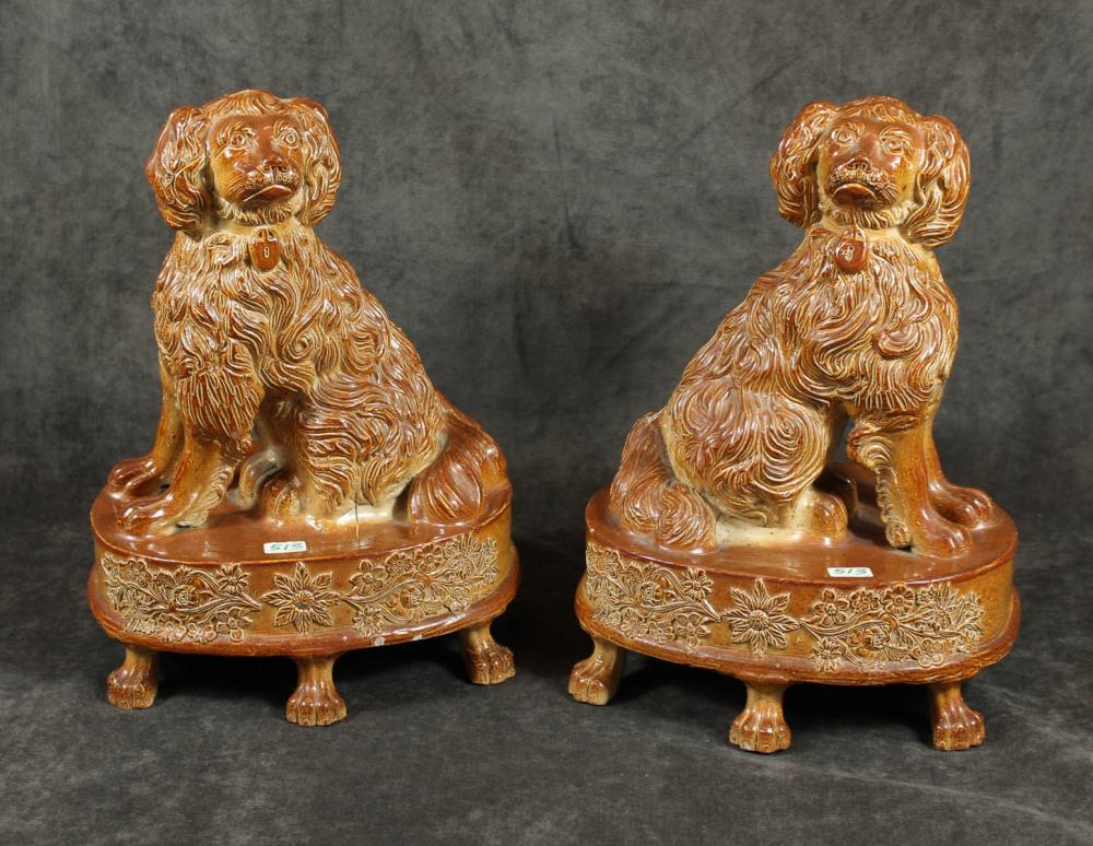 PAIR OF BROWN GLAZE STAFFORDSHIRE