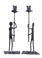PAIR OF BRUTALIST FIGURAL CAND