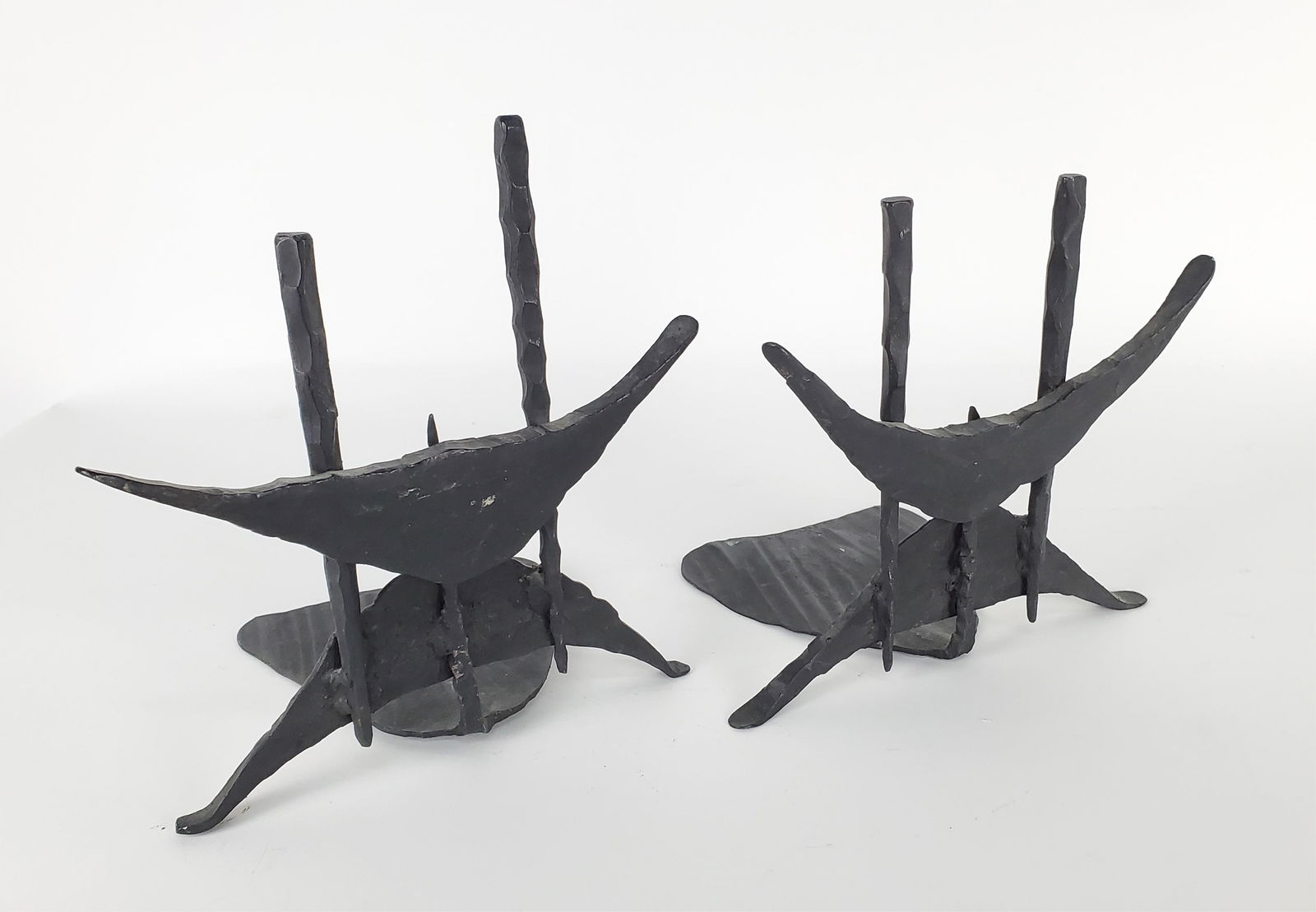 PAIR OF BRUTALIST STYLE METAL