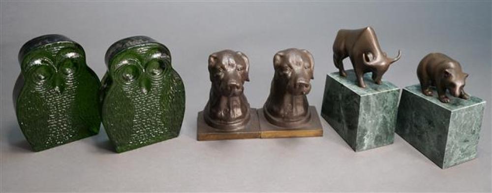 PAIR OF BULL AND BEAR BOOKENDS, A