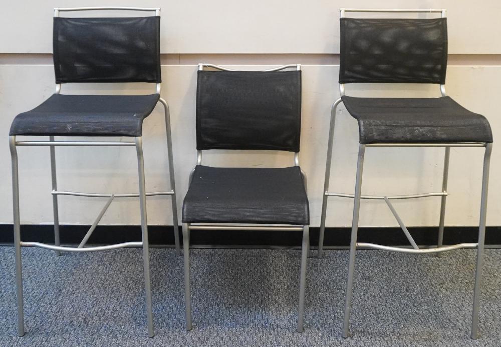 PAIR OF CALLIGARIS MESH SEAT STOOLS