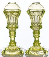 PAIR OF CANARY YELLOW GLASS WH