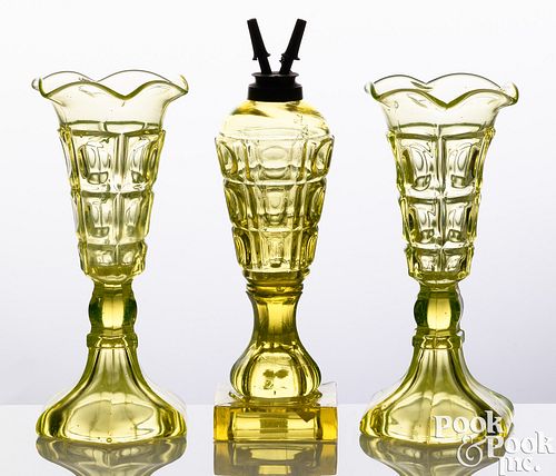 PAIR OF CANARY YELLOW GLASS