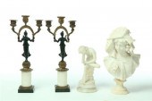 PAIR OF CANDELABRA AND TWO STA