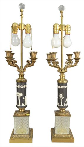 PAIR OF CANDELABRA TABLE LAMPS,