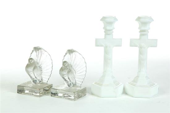 PAIR OF CANDLESTICKS AND PAIR OF