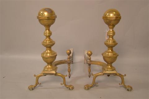 PAIR OF CANNON BALL SOLID BRASS