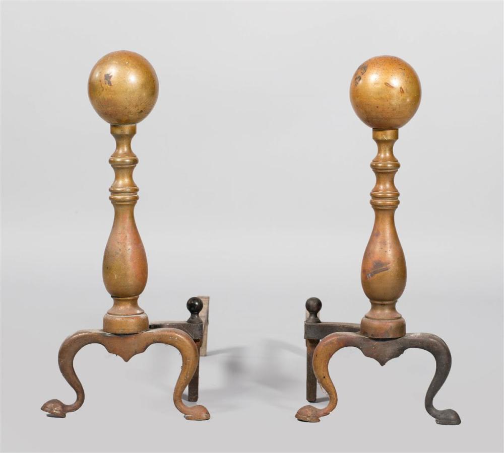 PAIR OF CANNONBALL BRASS