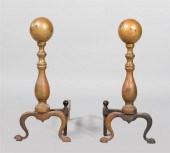 PAIR OF CANNONBALL BRASS ANDIR