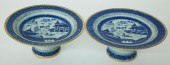 PAIR OF CANTON CLOBBERED TAZZA