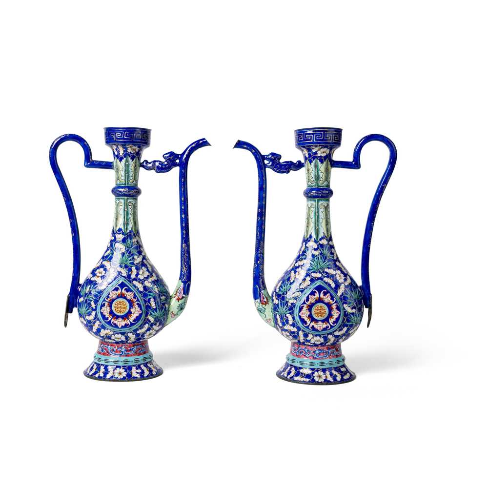 PAIR OF CANTON ENAMEL BLUE-GROUND