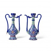 PAIR OF CANTON ENAMEL BLUE-GRO