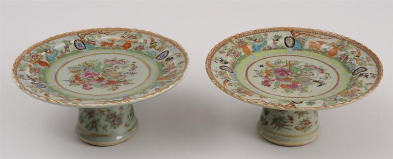 PAIR OF CANTON ENAMELED STEMMED