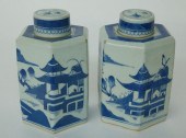 PAIR OF CANTON HEXAGONAL TEA C