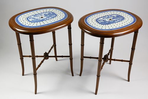PAIR OF CANTON STRAINERS MOUNTED AS
