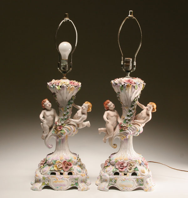 Pair of Capo di Monte hand