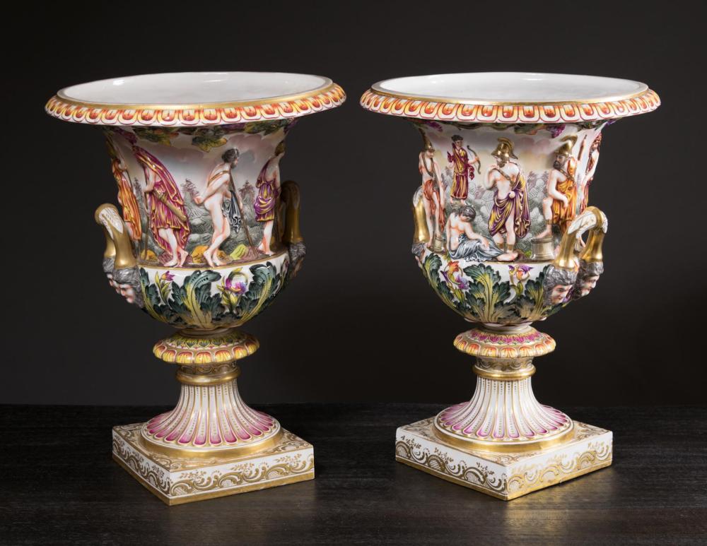 PAIR OF CAPODIMONTE CAMPAGNA