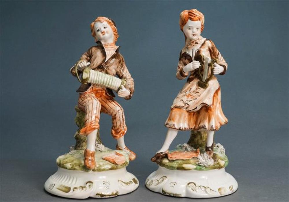 PAIR OF CAPODIMONTE CERAMIC FIGURES