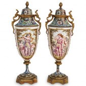 PAIR OF CAPODIMONTE CHAMPLEVE