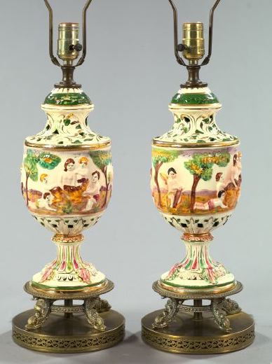 Pair of "Capodimonte" Polychromed