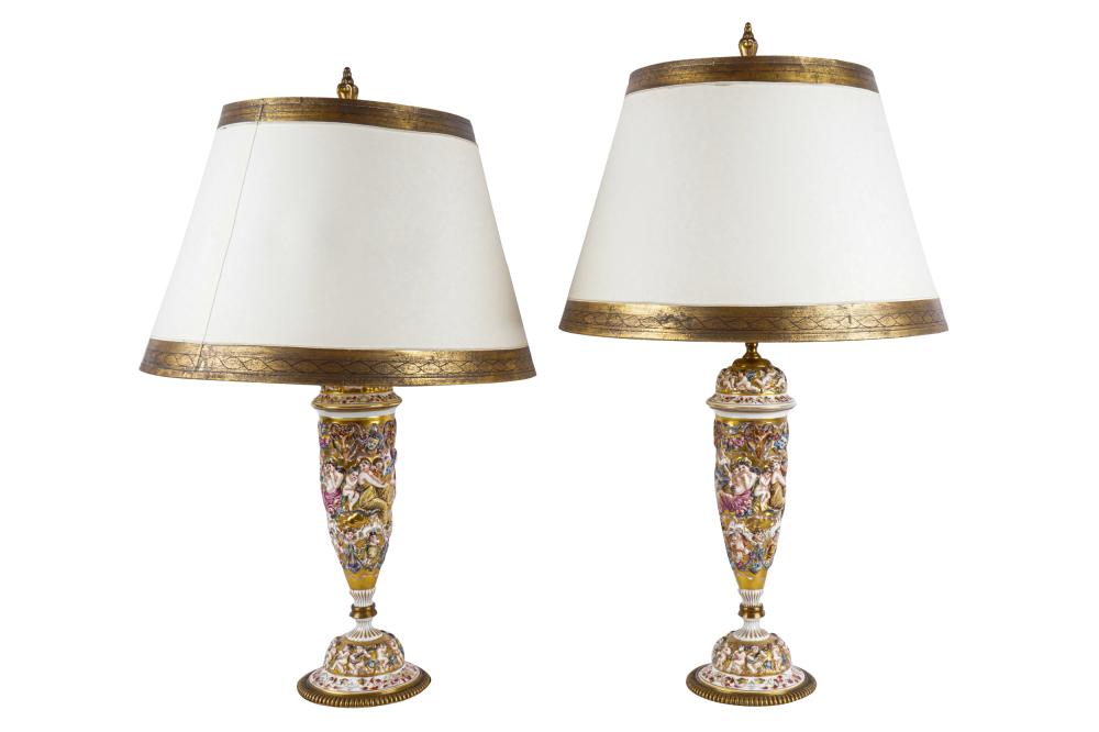 PAIR OF CAPODIMONTE PORCELAIN