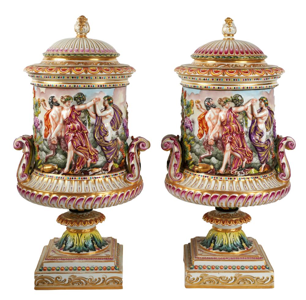 PAIR OF CAPODIMONTE-STYLE PORCELAIN