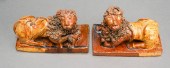 PAIR OF CARAMEL GLAZED POTTERY