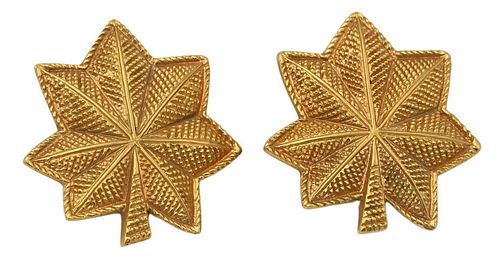 PAIR OF CARTIER 14 KARAT OAK LEAF