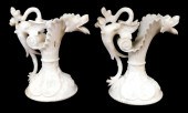 PAIR OF CARVED ALABASTER EWER