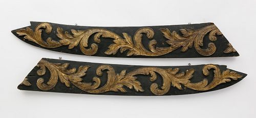 PAIR OF CARVED AND GILT SHIP'S RAKE