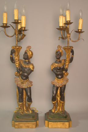 PAIR OF CARVED AND PAINTED