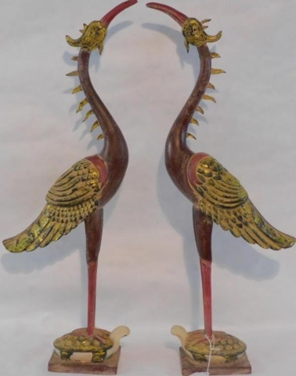 PAIR OF  CARVED AND PAINTED
