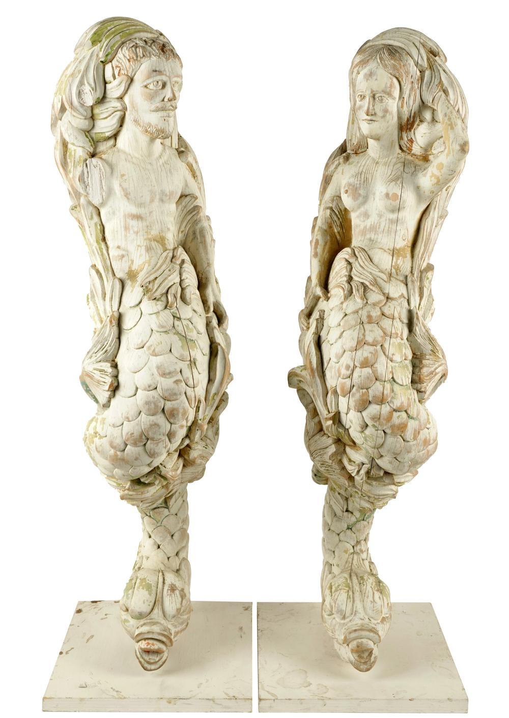 PAIR OF CARVED AND PAINTED
