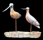 PAIR OF CARVED AND PAINTED WOO