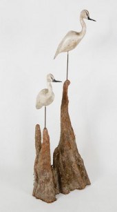 PAIR OF CARVED AND PAINTED EGR